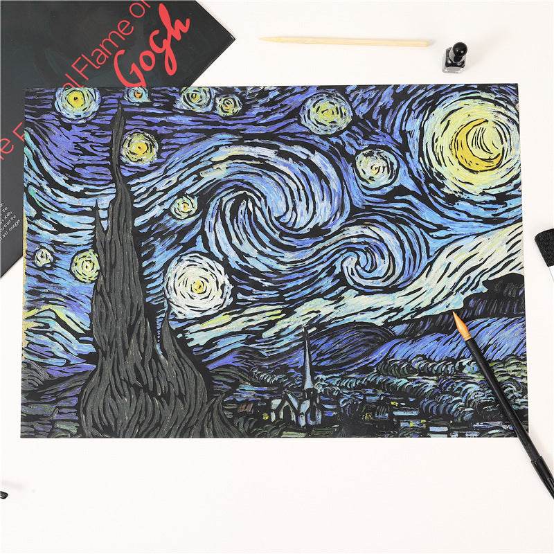 4pc Van Gogh DIY Scratch Paper Picture Book - Shop Jobie