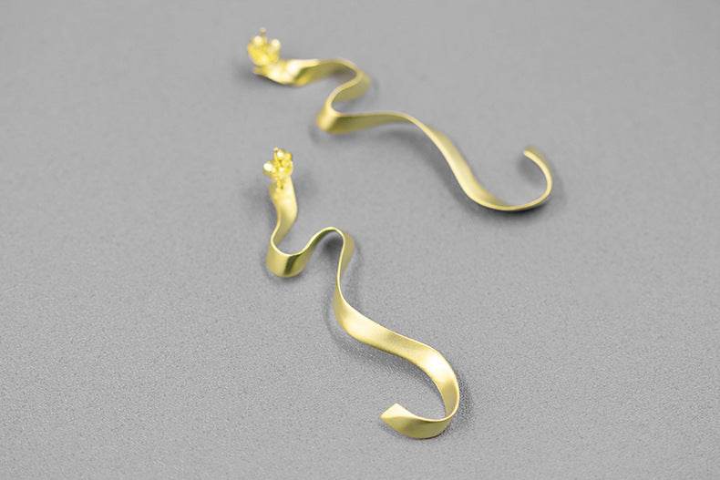 S925 Silver and Gold Ribbon Earrings - Shop Jobie