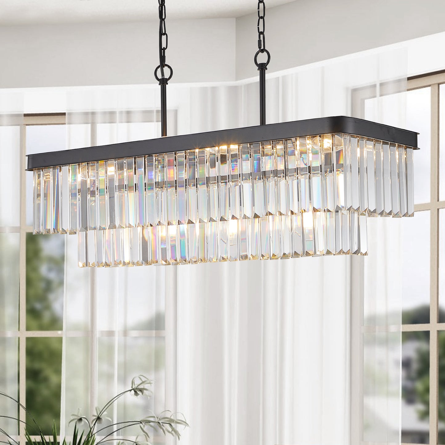 Modern Industrial Crystal Chandelier