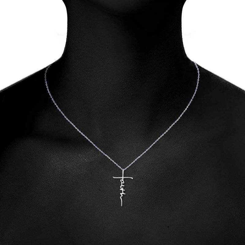 925 Sterling Silver Faith Cross Necklace - Shop Jobie