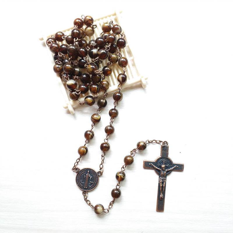 Vintage Imitation Agate Rosary - Shop Jobie