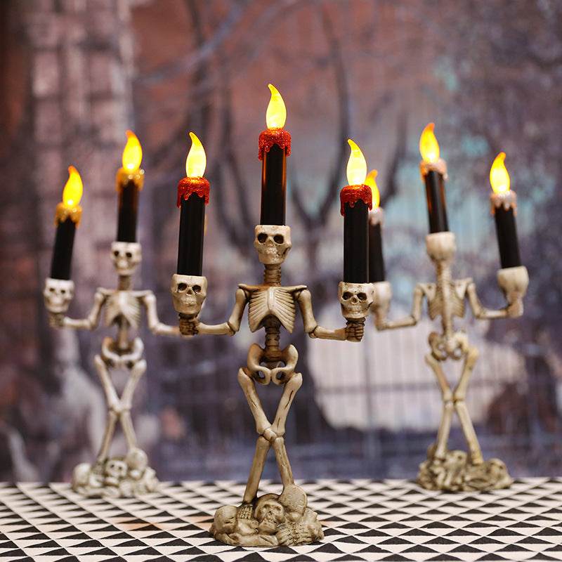 Halloween Three Candles Skeletons Candelabra - Shop Jobie