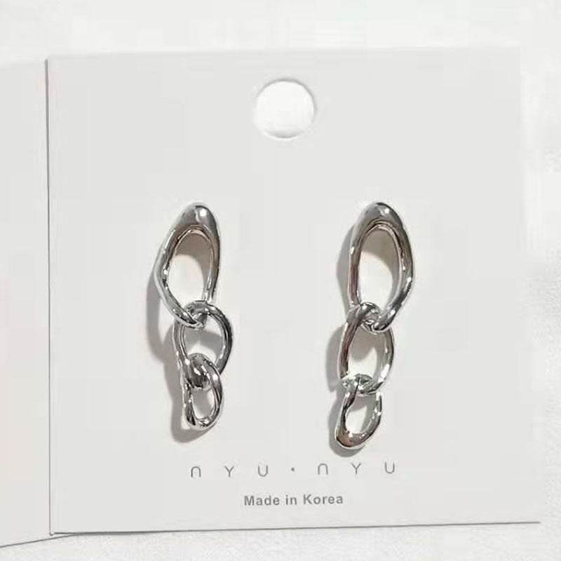 Cold Wind Metal Glossy Earrings - Shop Jobie