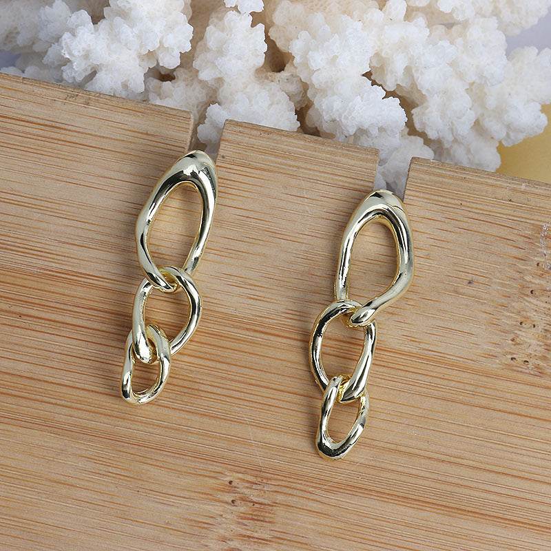 Cold Wind Metal Glossy Earrings - Shop Jobie