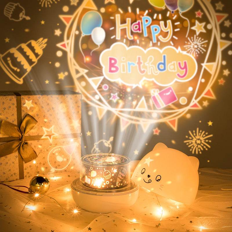 Projection Lamp Starry Sky Rotating Music Box - Cat - Shop Jobie