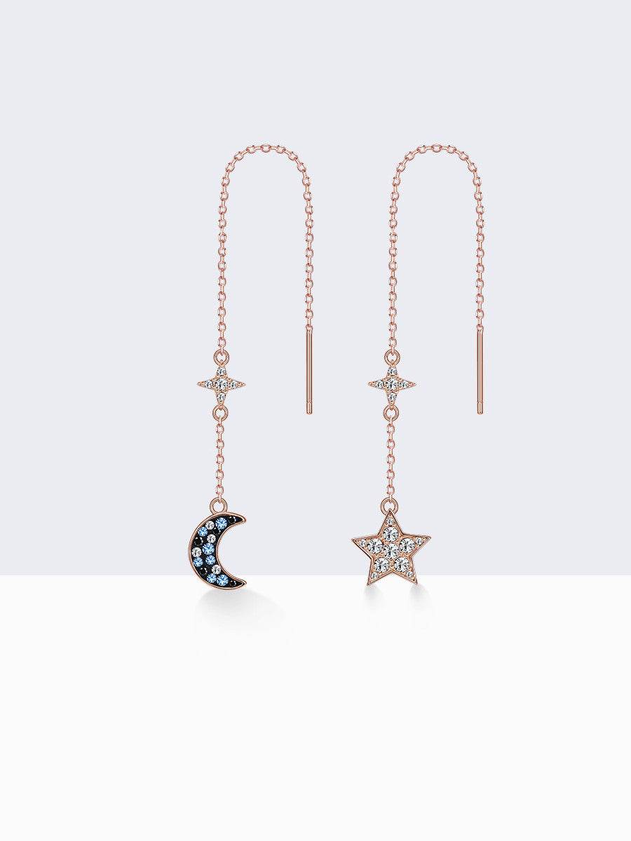 925S Asymmetrical Star And Moon Long Tassel Earrings - Shop Jobie