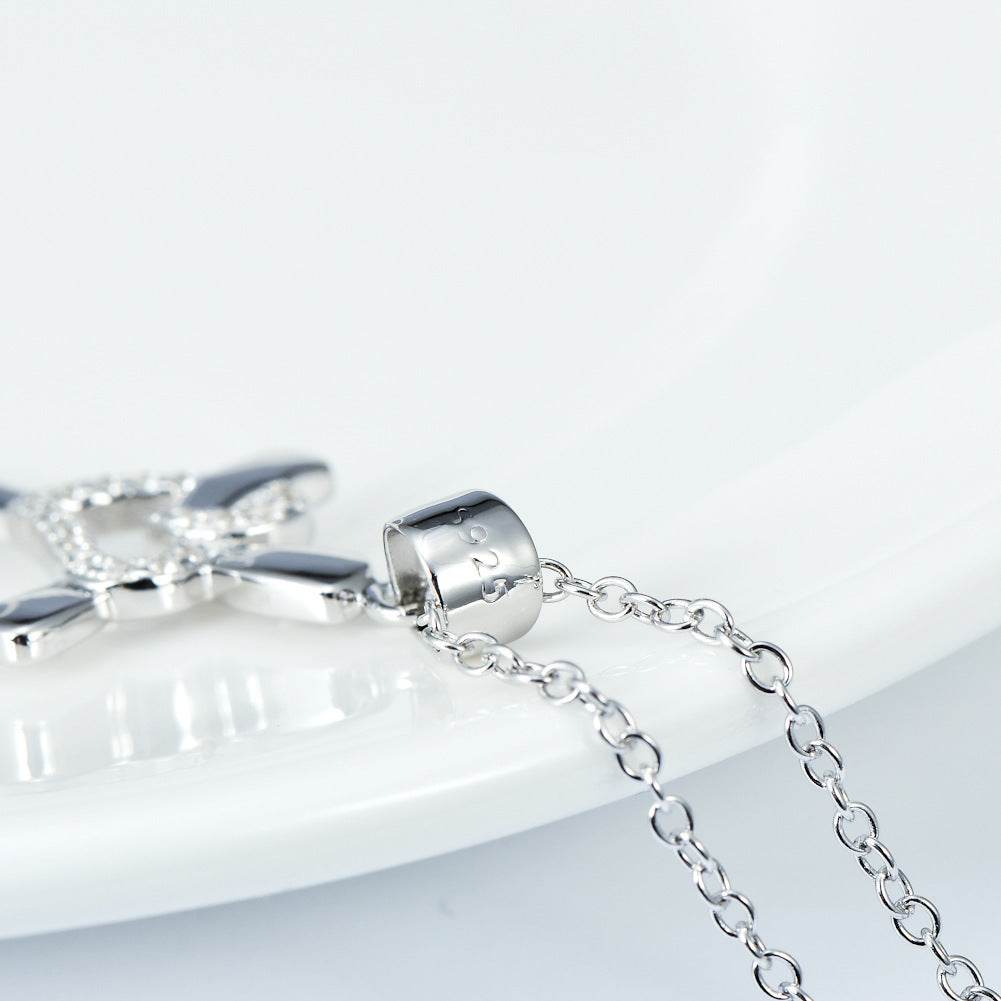 925 Sterling Silver Heart Cross Necklace - Shop Jobie