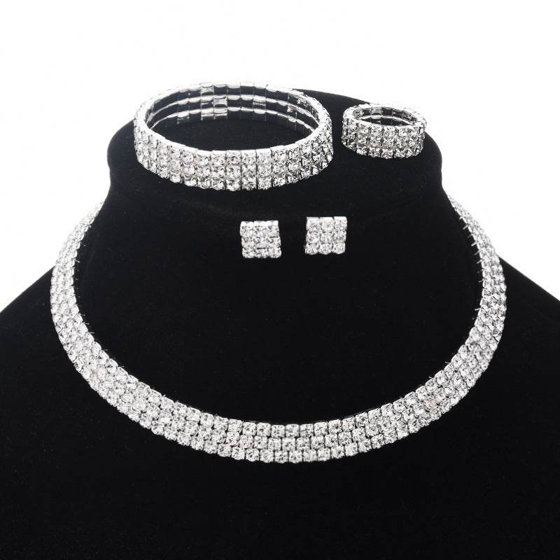 Diamond Beaded Four-Piece Set Multilayer Necklace - Shop Jobie
