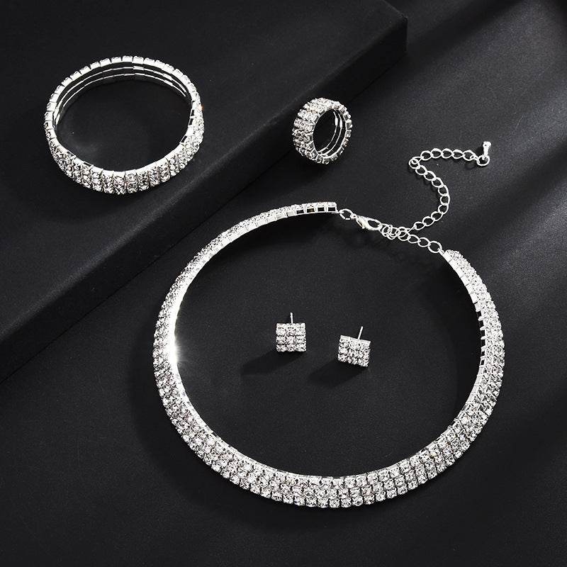 Diamond Beaded Four-Piece Set Multilayer Necklace - Shop Jobie