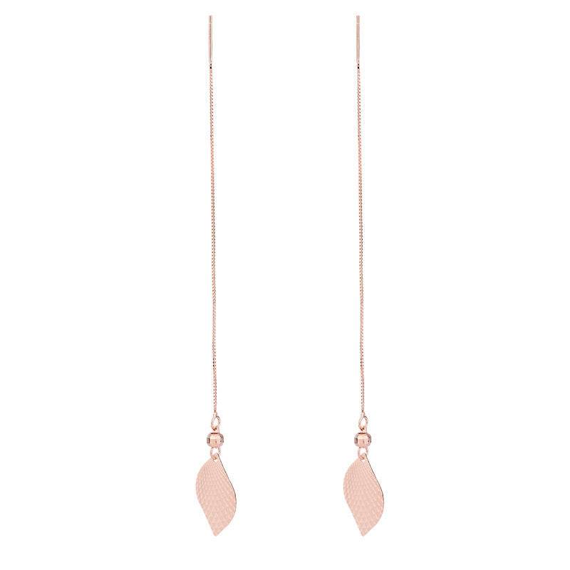 S925 Sterling White Trendy Tree Leaf Earrings - Shop Jobie