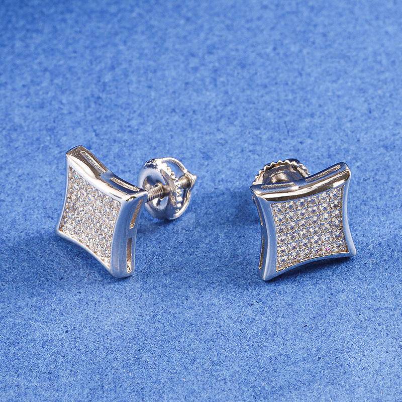 Hip Hop Zircon Square Stud Earrings - Shop Jobie
