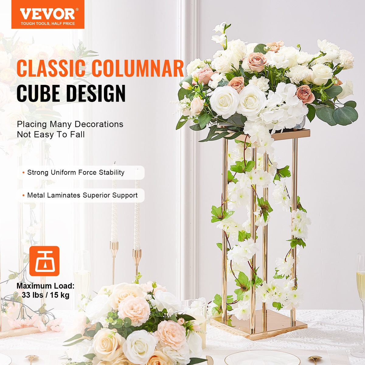 Ageless & Elegant 4pc Square Column Wedding Floral Display