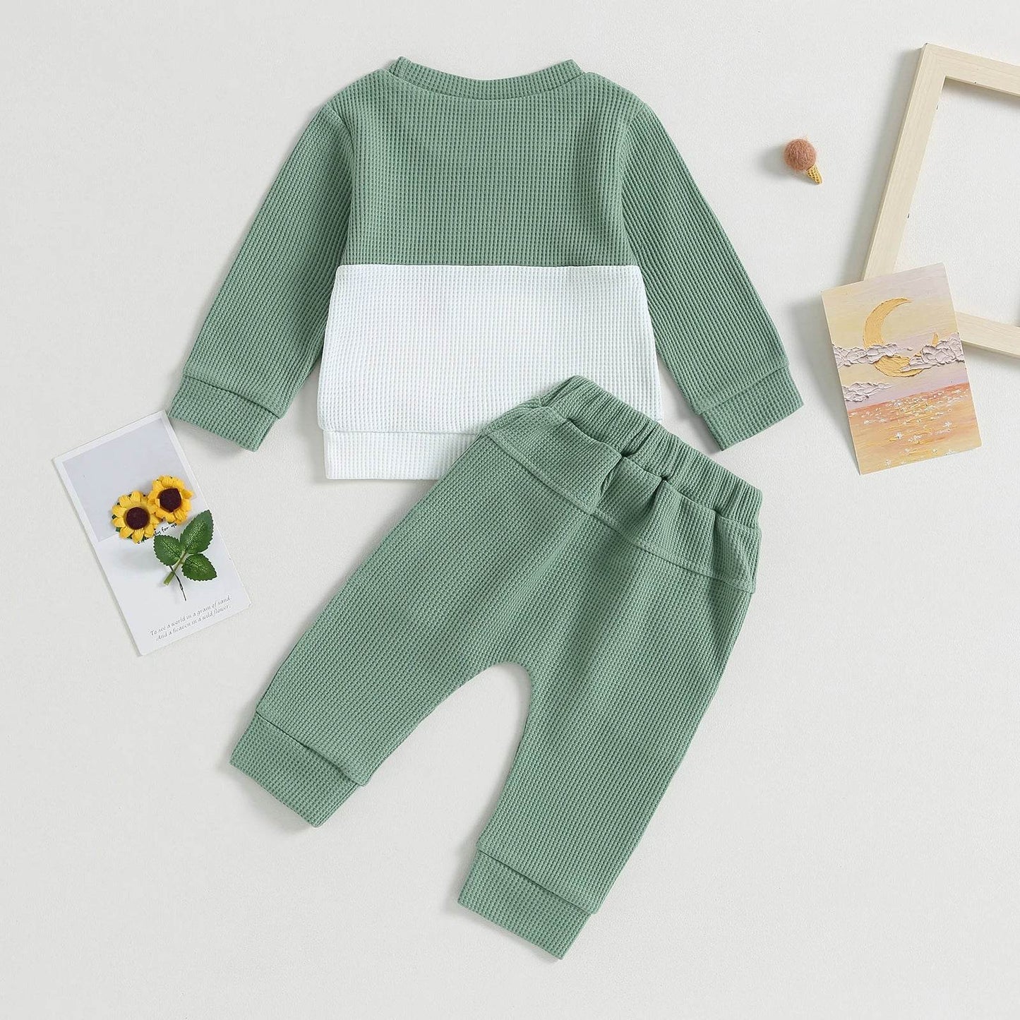 Kid's 2pc Color Matching Waffle Sweater & Pant Set - Shop Jobie