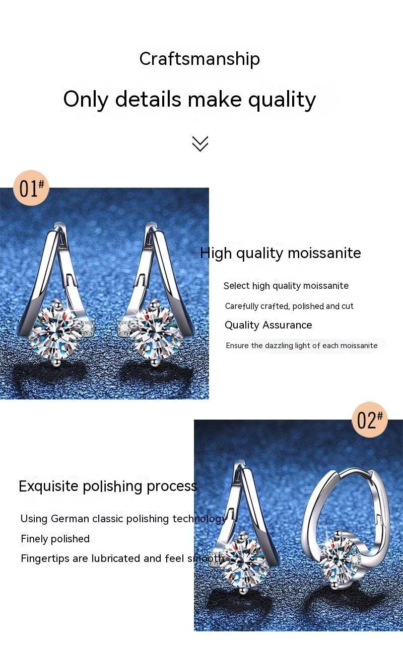 S925 Silver Moissanite Affordable Luxury Earrings - Shop Jobie
