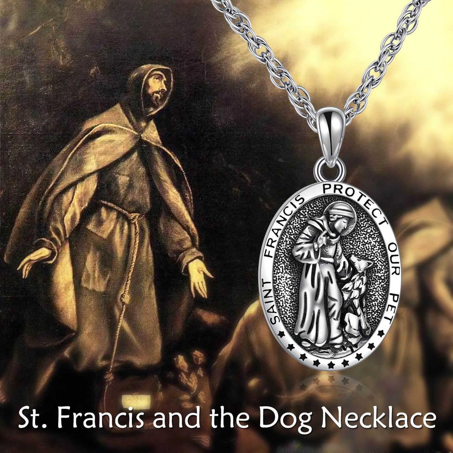 925 Sterling Silver St Francis Necklace - Shop Jobie