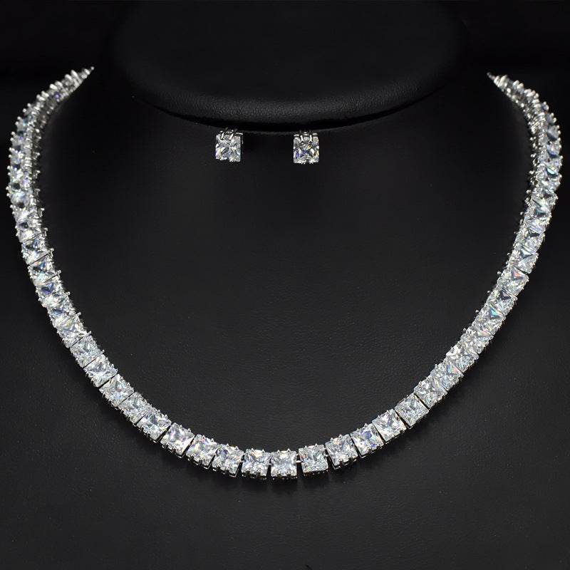 AAA Zircon Earrings Necklace Wedding Set - Shop Jobie