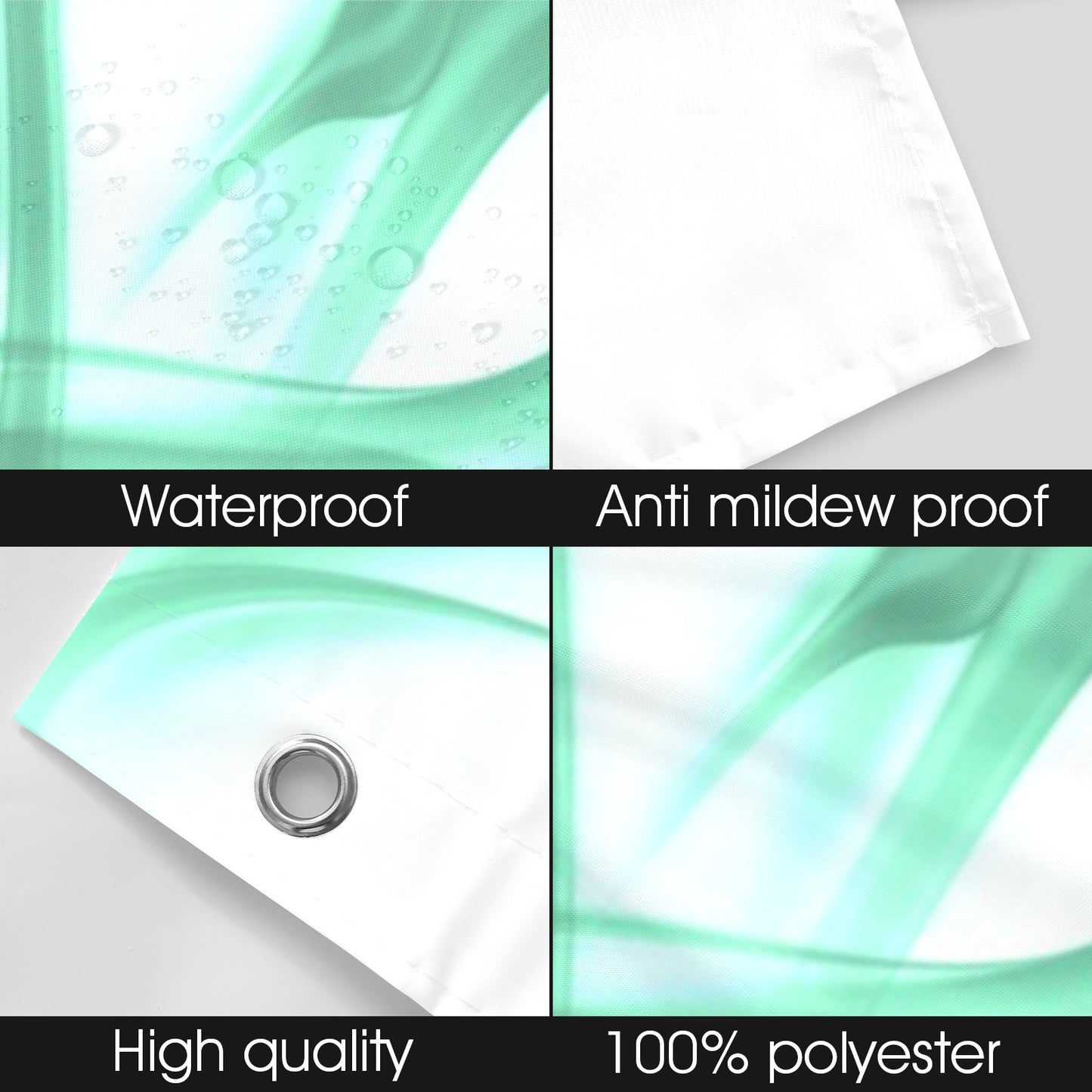 Ocean Wave Green Shower Curtain 72"x84"