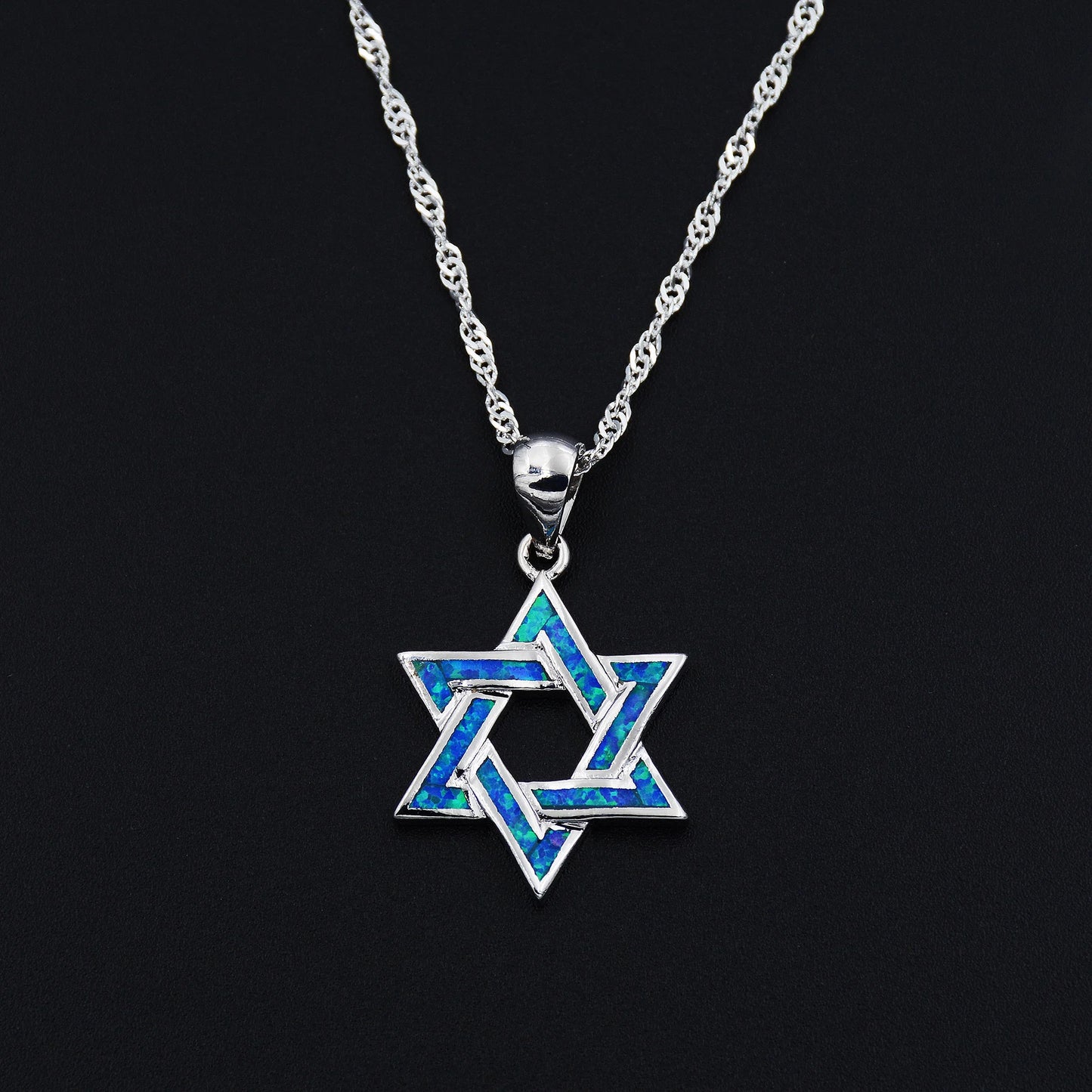 Star of David Fire Opal 925S Necklaces