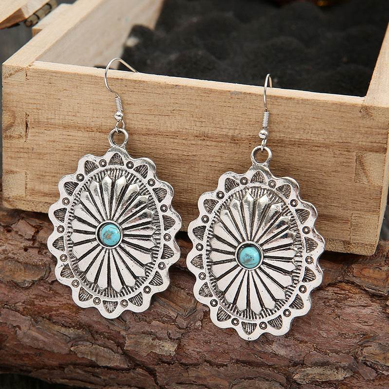 Western Turquoise Oval Earrings - Shop Jobie