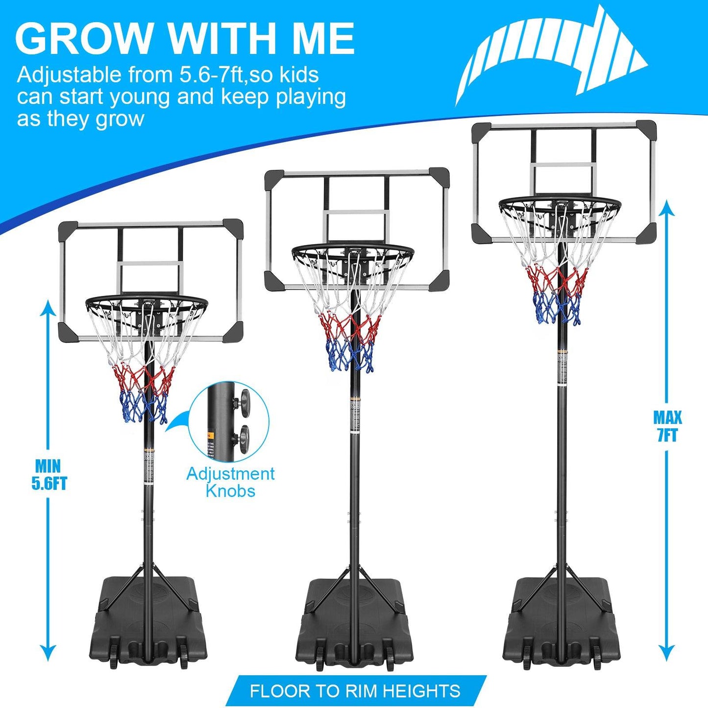 Portable Basketball Hoop with Stable Base and Wheels - Shop Jobie