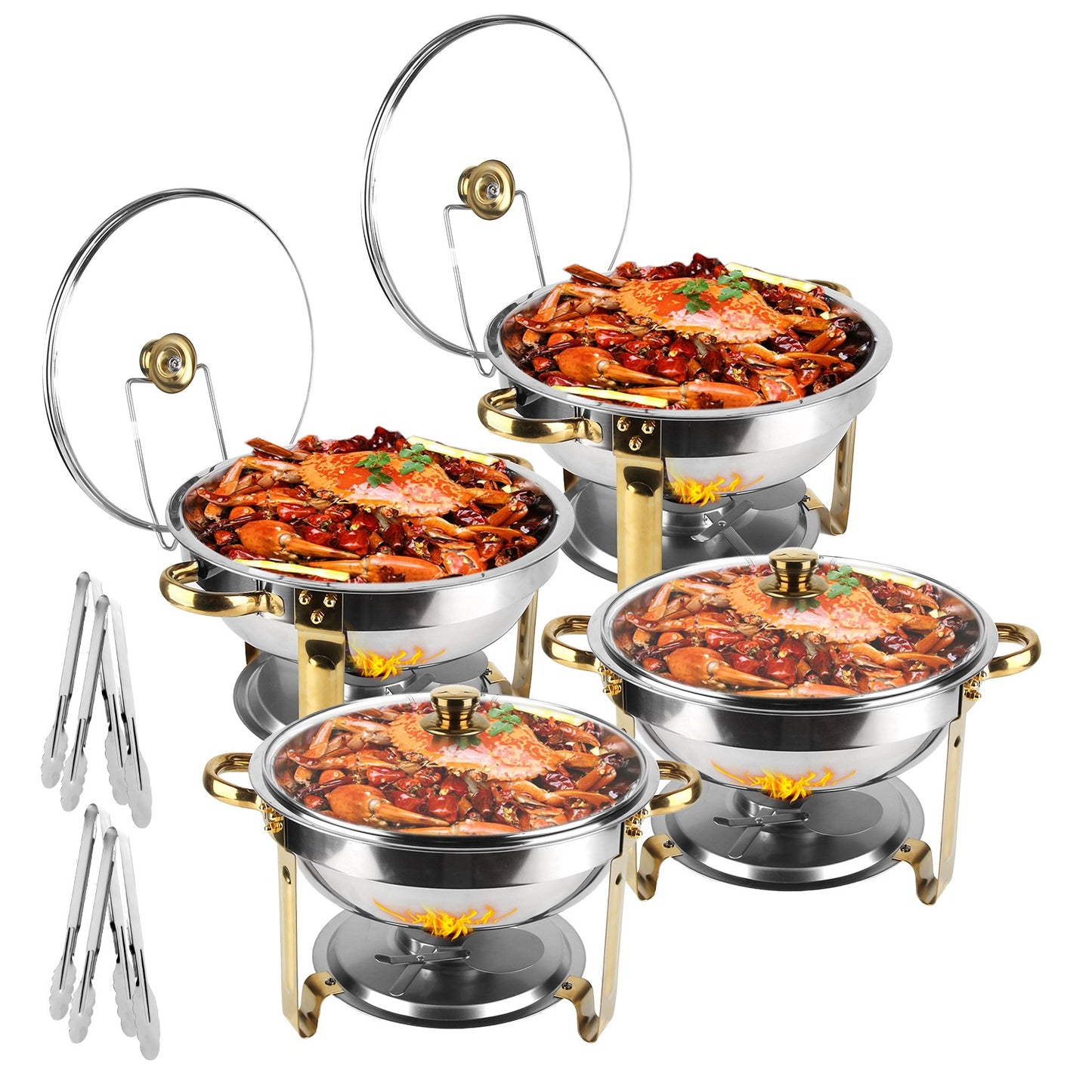 4Pc Stainless Steel Chafing Dish Serving Set