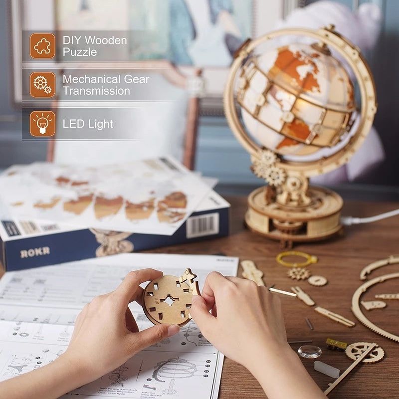 Robotime ROKR Luminous Globe 3D Wooden Puzzle