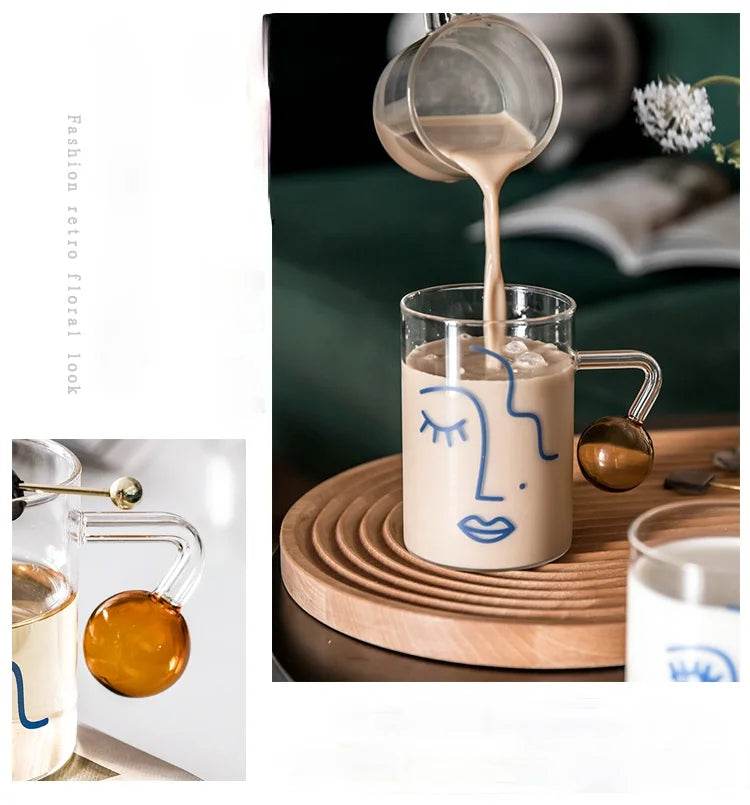 Nordic Art Glass Face Coffee Cup - Shop Jobie