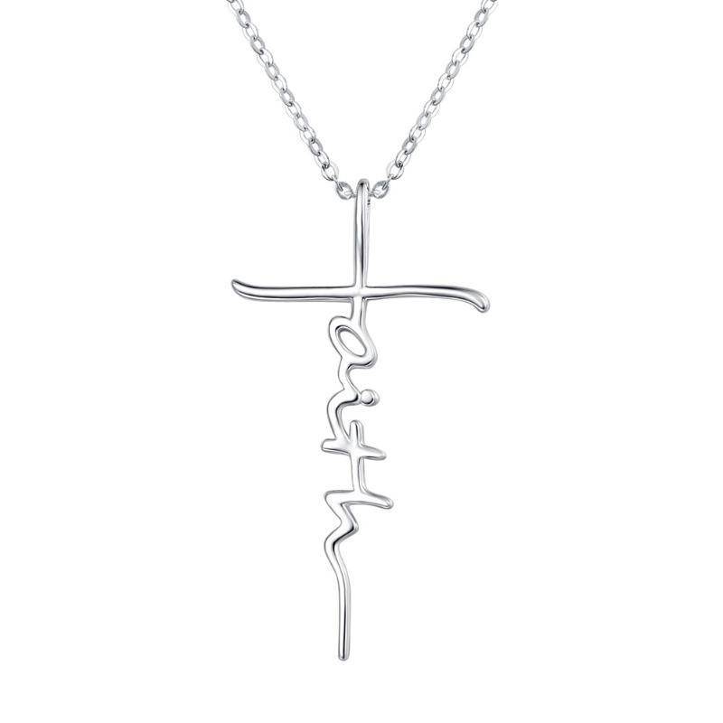 925 Sterling Silver Faith Cross Necklace - Shop Jobie