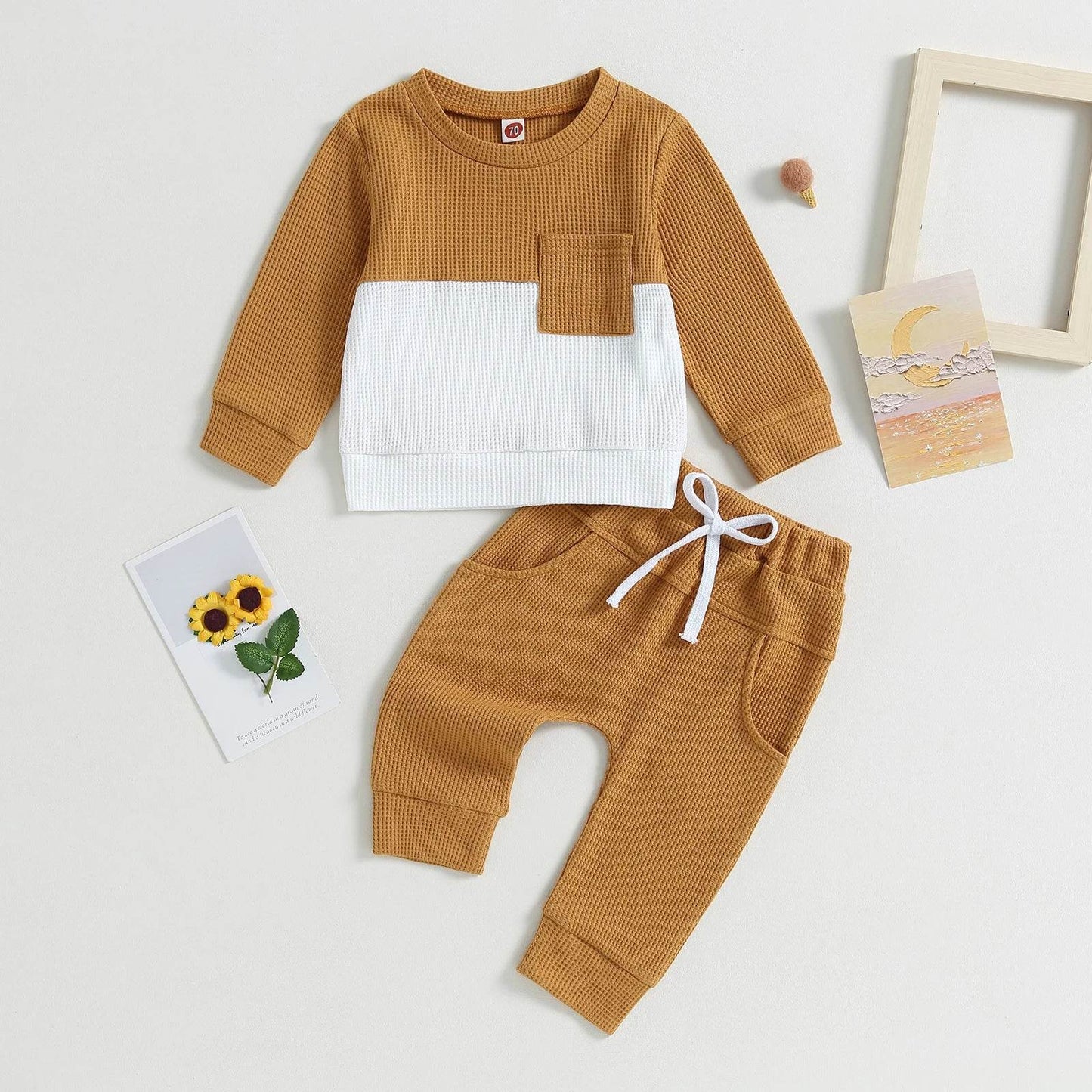 Kid's 2pc Color Matching Waffle Sweater & Pant Set - Shop Jobie