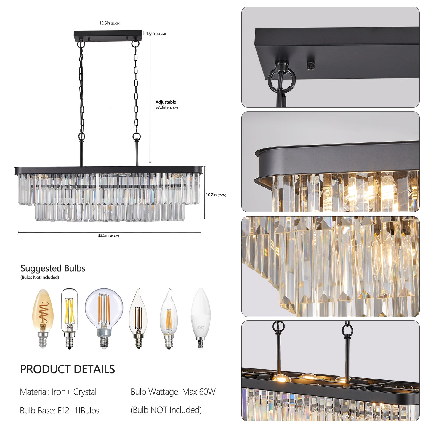 Modern Industrial Crystal Chandelier