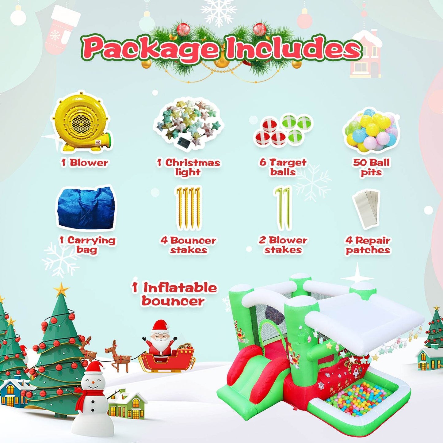 Christmas Jump 'n Slide Inflatable Bouncer - Shop Jobie