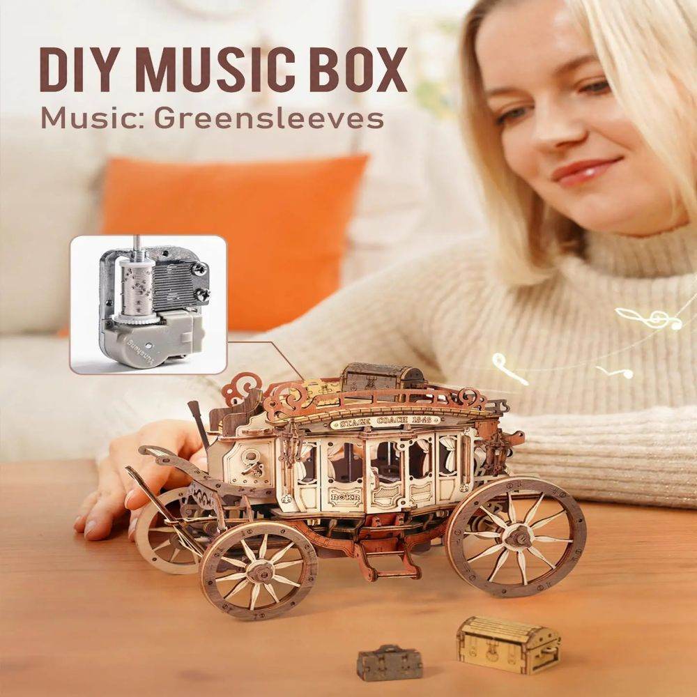 Robotime Rokr Stagecoach Music Box - Shop Jobie