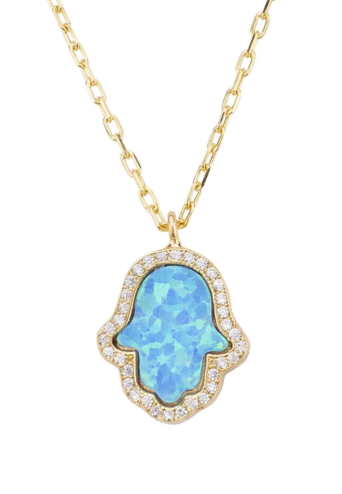 925S Hamsa Opalite Turquoise Necklace - Shop Jobie