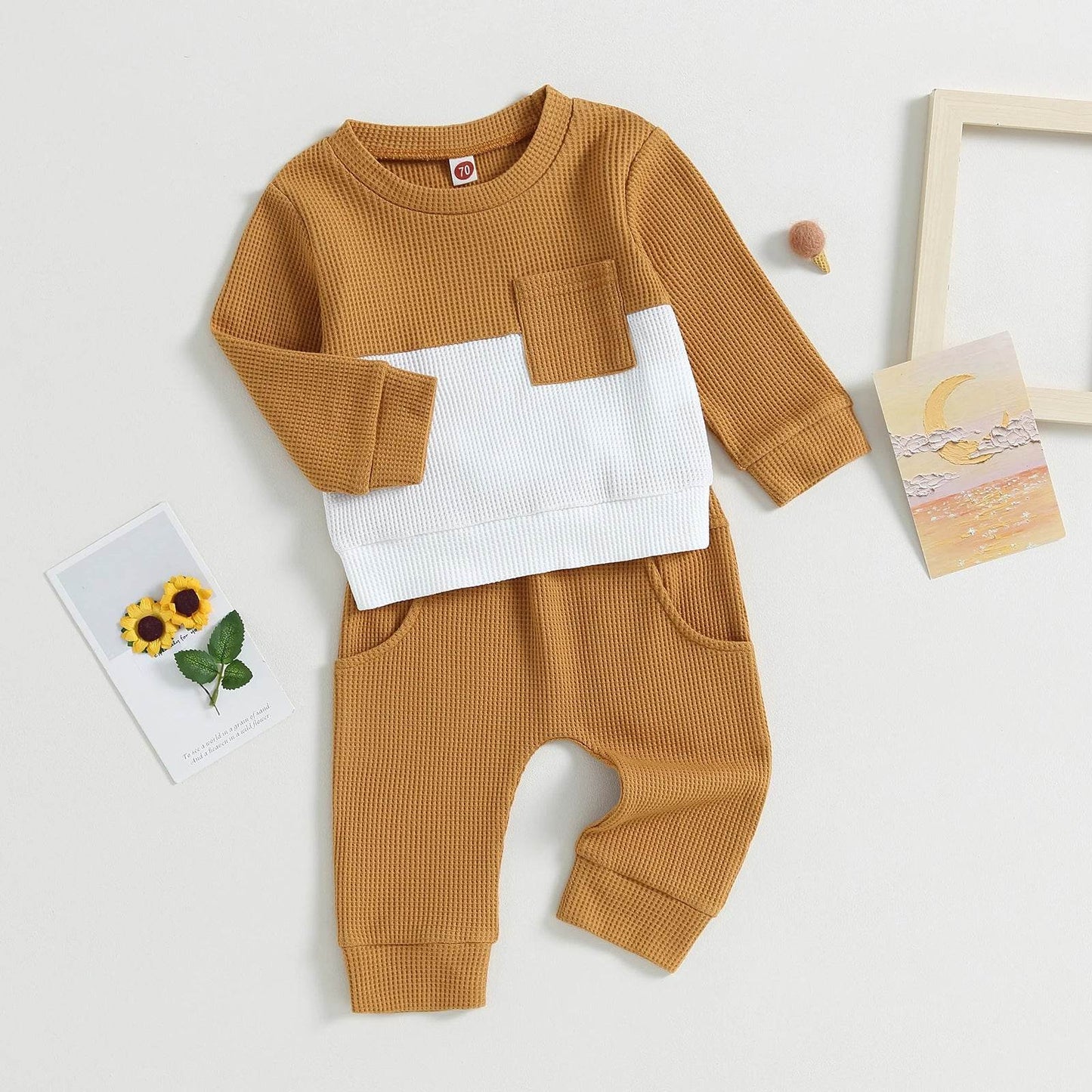 Kid's 2pc Color Matching Waffle Sweater & Pant Set - Shop Jobie