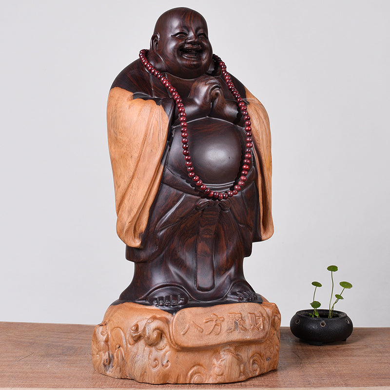 Ebony Wood Carving Maitreya Buddha