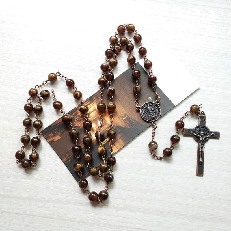 Vintage Imitation Agate Rosary - Shop Jobie