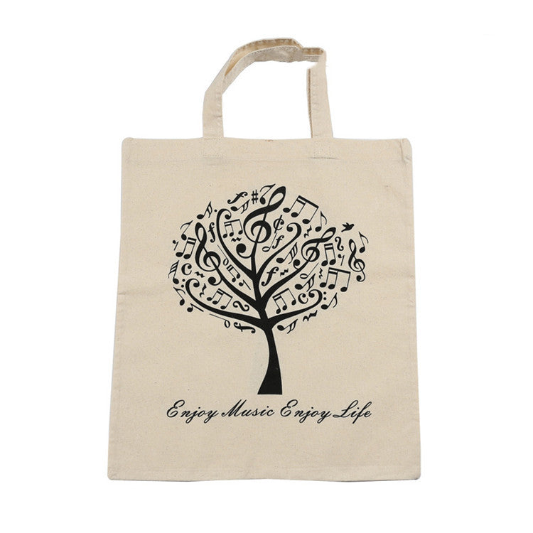 DEBBIE IDEA Piano Musical Note Tree Bear Movement Cotton Handy Eco Sheet Music Bag