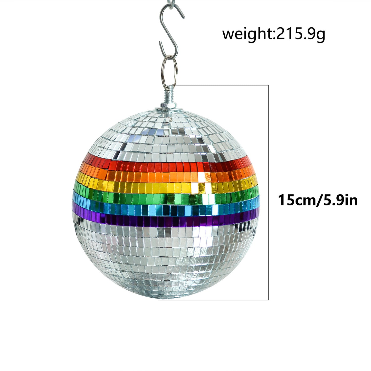 5.9" Hanging Rainbow Mirror Disco Party Ball