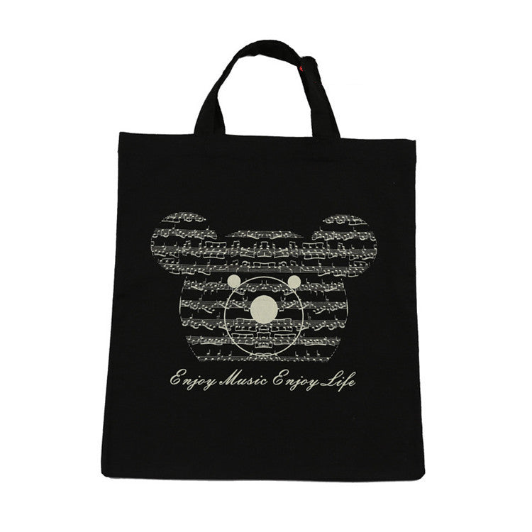 DEBBIE IDEA Piano Musical Note Tree Bear Movement Cotton Handy Eco Sheet Music Bag