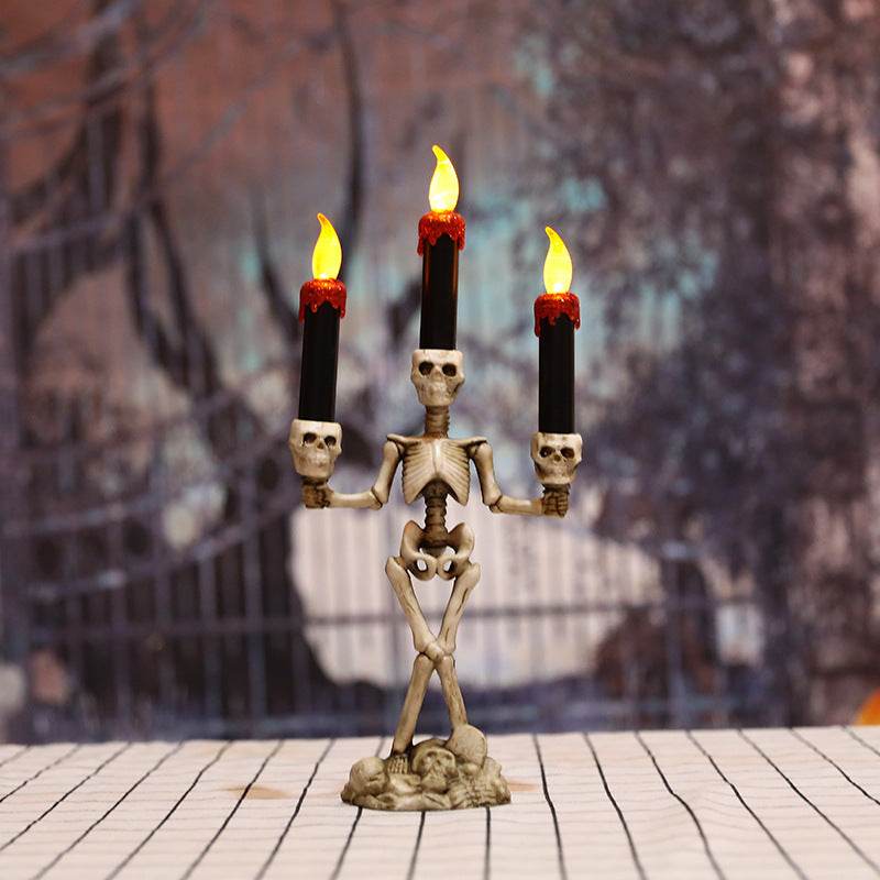 Halloween Three Candles Skeletons Candelabra - Shop Jobie