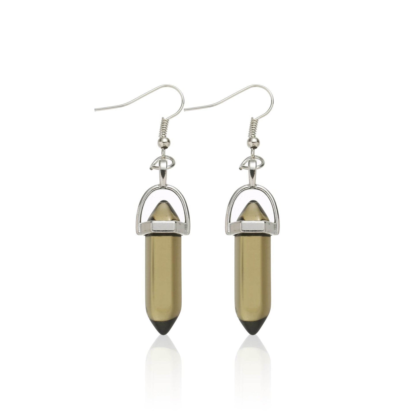 Natural Stone Crystal Hexagonal Column Earrings - Shop Jobie