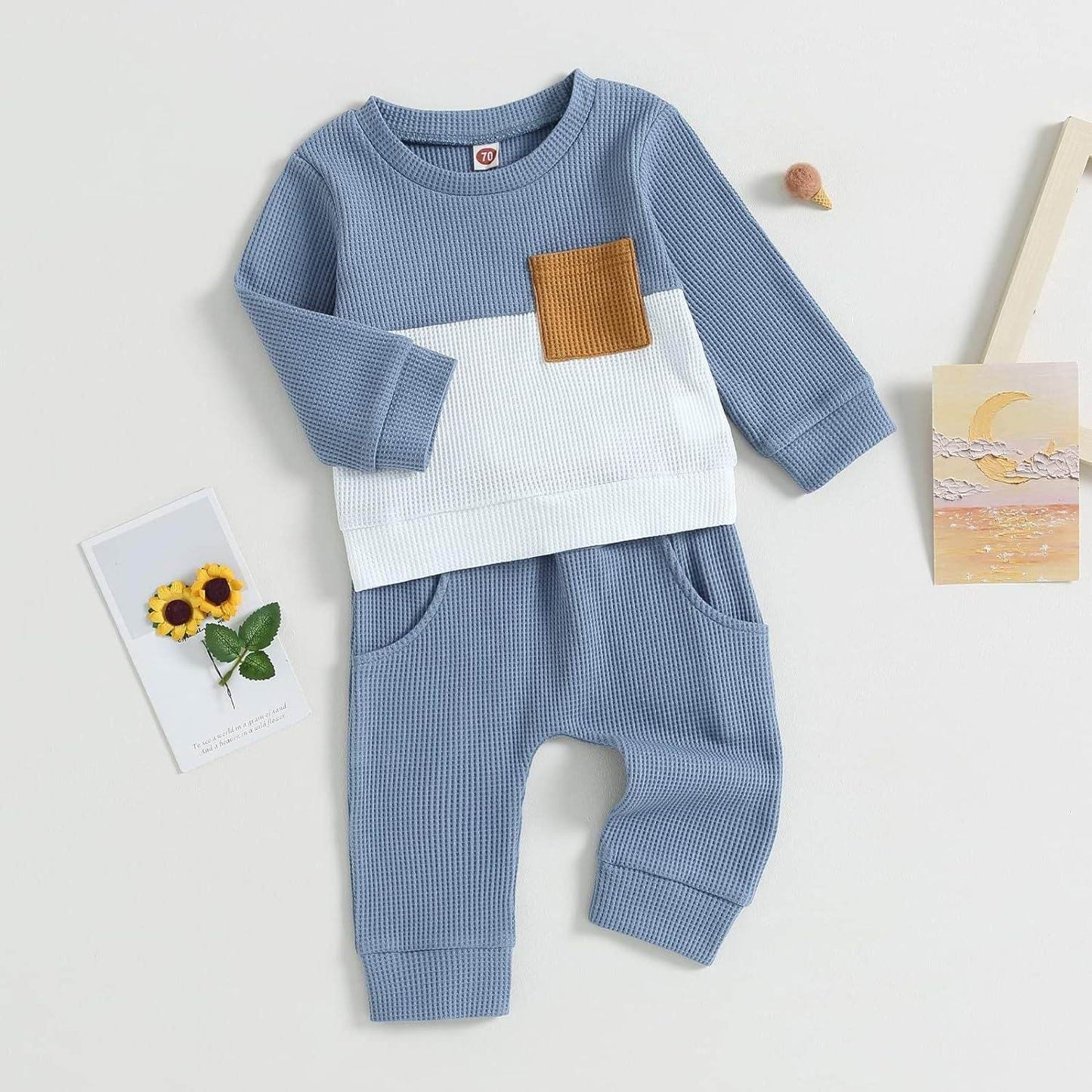 Kid's 2pc Color Matching Waffle Sweater & Pant Set - Shop Jobie