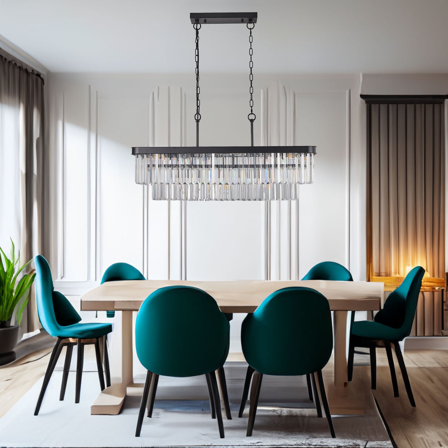 Modern Industrial Crystal Chandelier