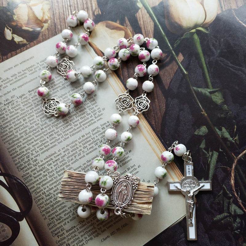 Ceramic Rose Hollow Rosary - Shop Jobie