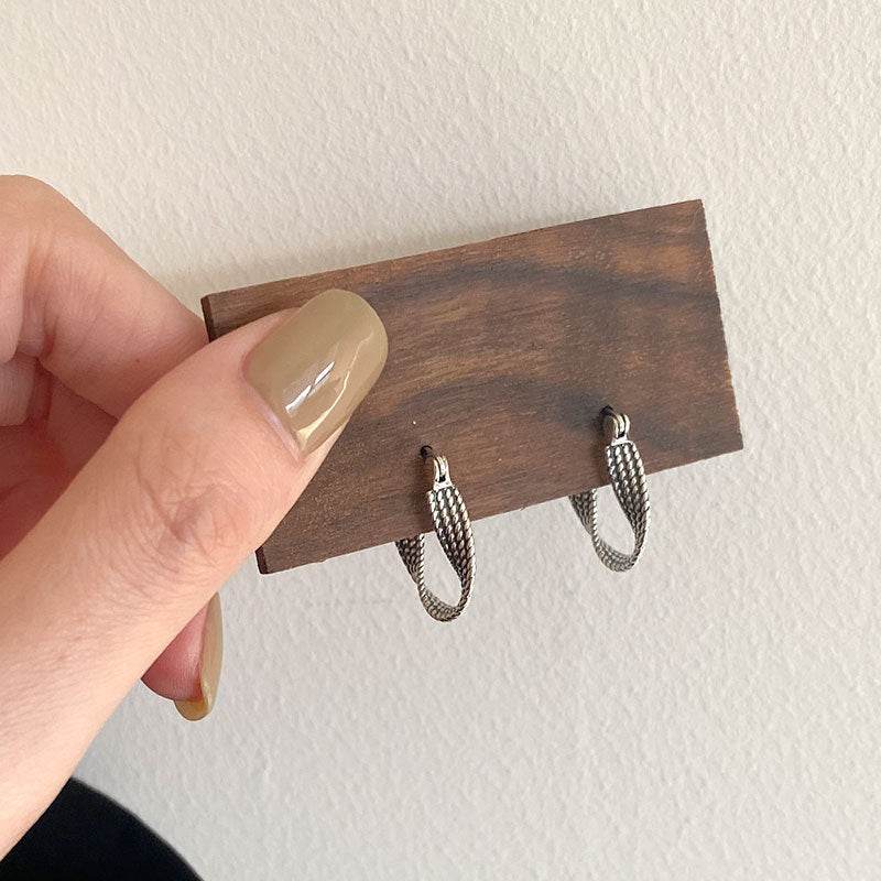 S925 Sterling Silver Retro Twisted Eardrop Earring - Shop Jobie