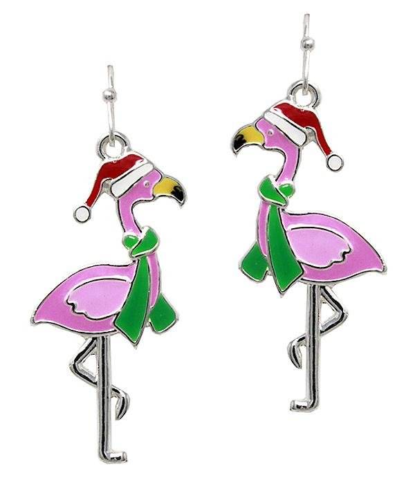 Santa Hat Flamingo Drop Earrings - Shop Jobie