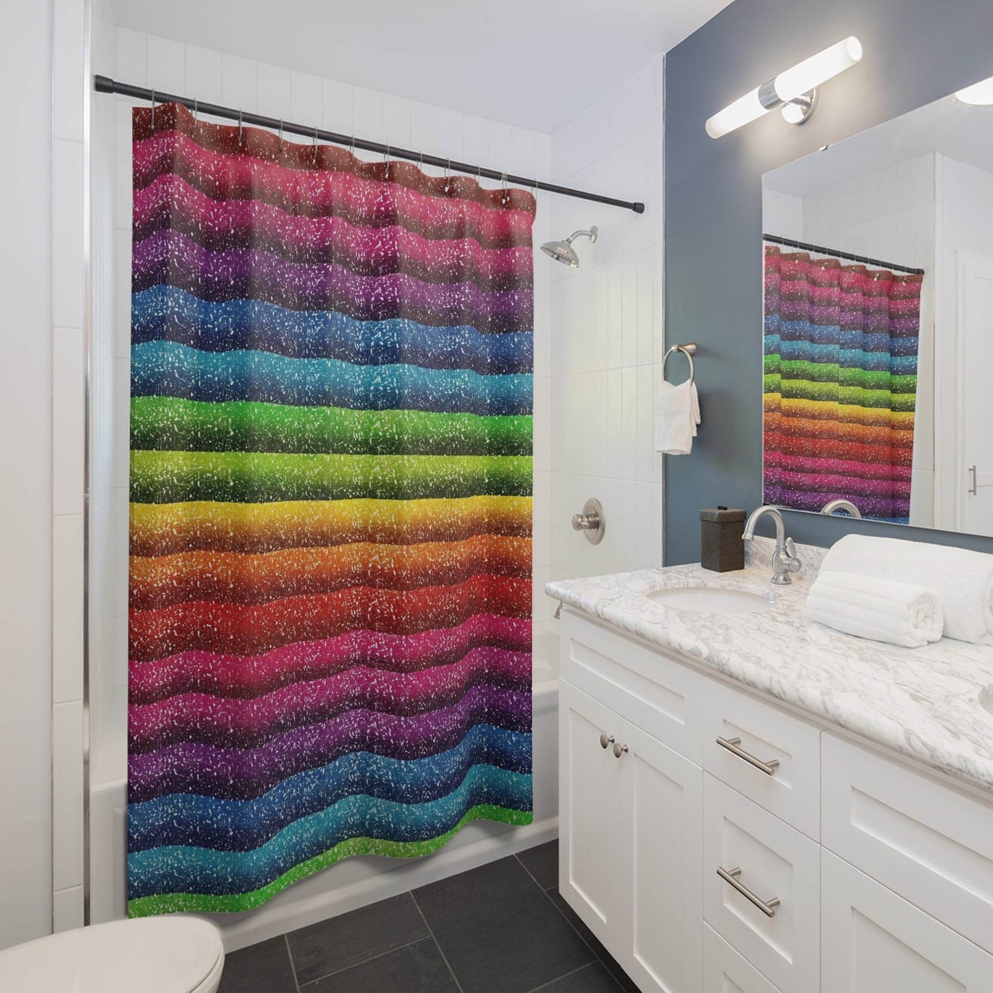 Rainbow Stripe Shower Curtain - Shop Jobie