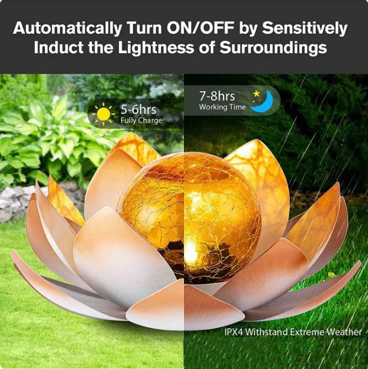 Solar Iron Cracked Lotus Lawn Light - Shop Jobie