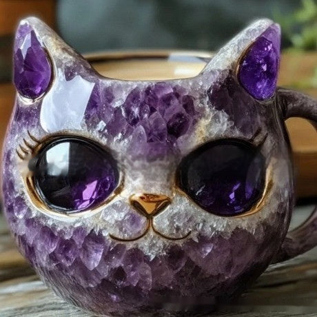 Geode Crystal Cat Resin Mug