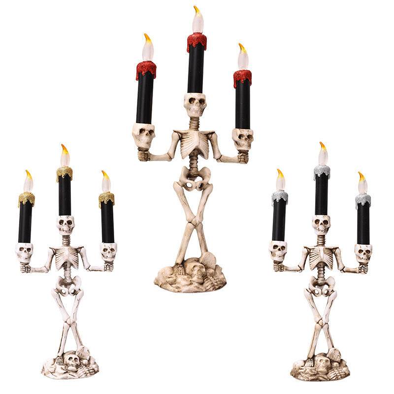 Halloween Three Candles Skeletons Candelabra - Shop Jobie